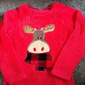 Cozy Red Reindeer Sherpa sweater
